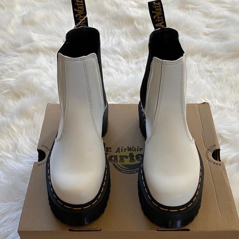 Dr. Marten White Platform Chelsea Boots